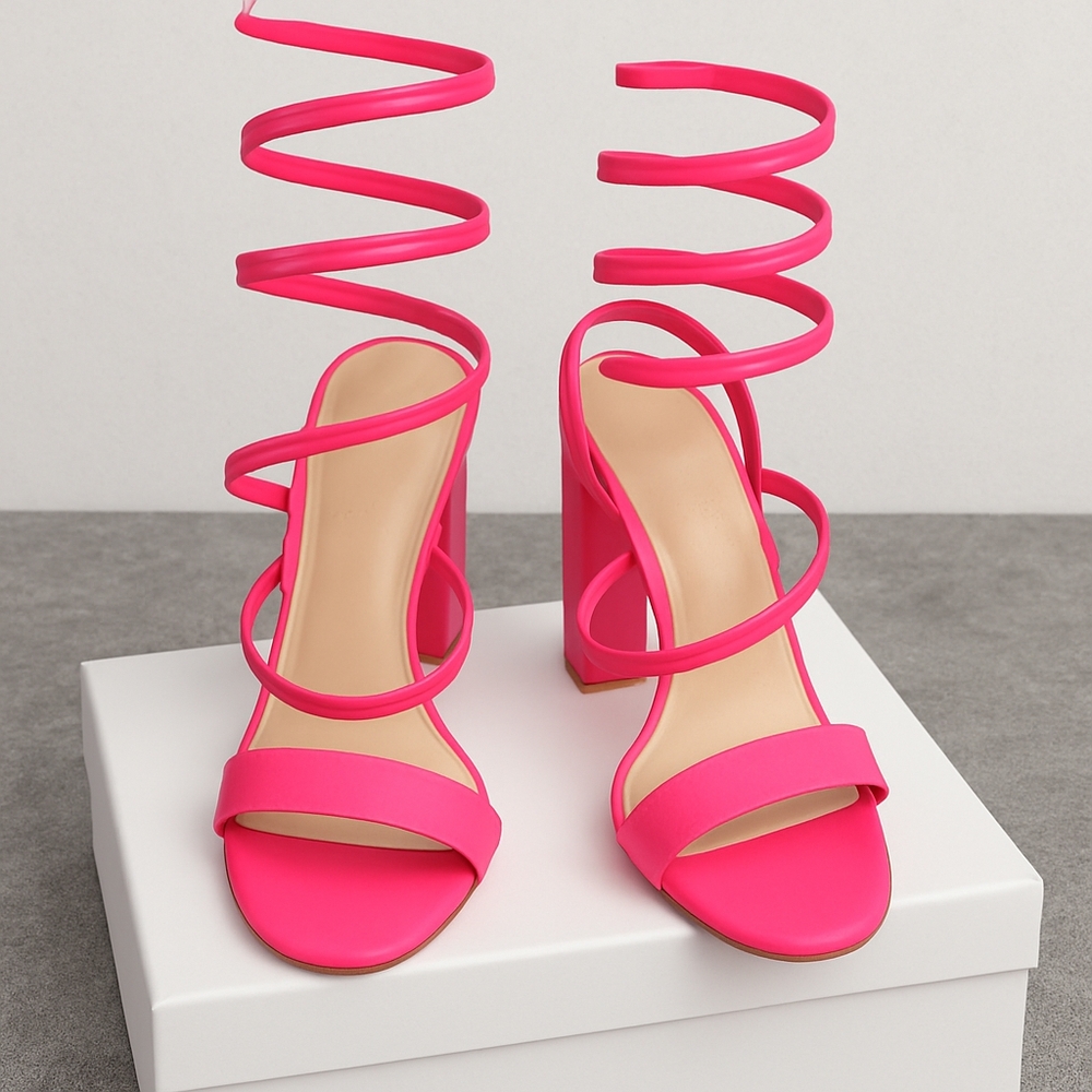 Vibrant Pink Strappy Women's Heels